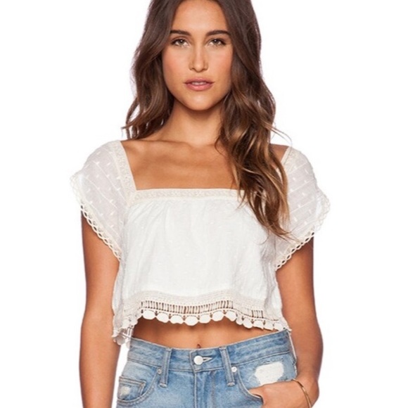 RARE Jen's Pirate Booty Crochet Trim Crop Top - Picture 1 of 11